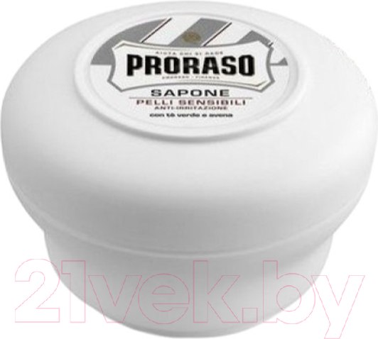 Изображение товара Мыло твердое Proraso Для бритья чувствительной кожи с зеленым чаем и овсом (150мл)
