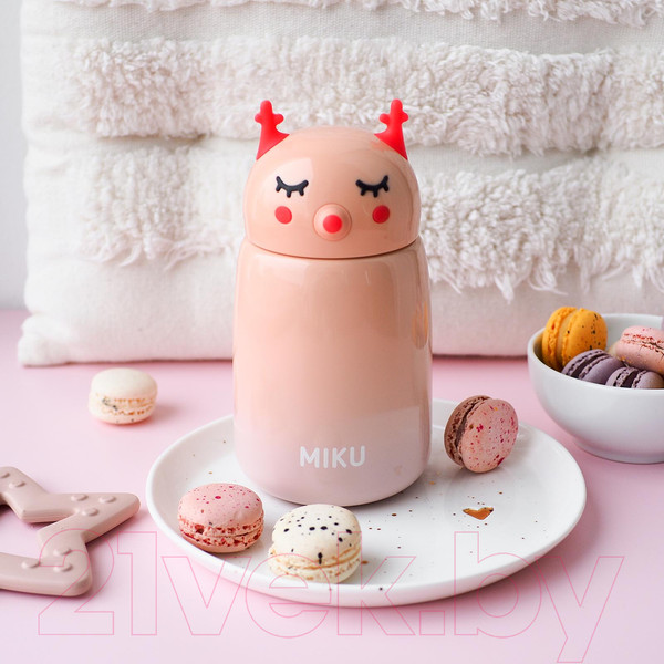 Изображение товара Термос для напитков Miku Умная Сова / TH-KD-400R (320мл, персиковый)