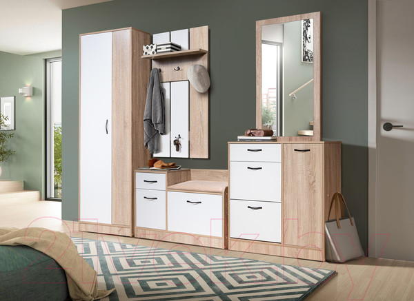 Изображение товара Тумба в прихожую Мебель-Класс Порто-5 (белый/дуб сонома)