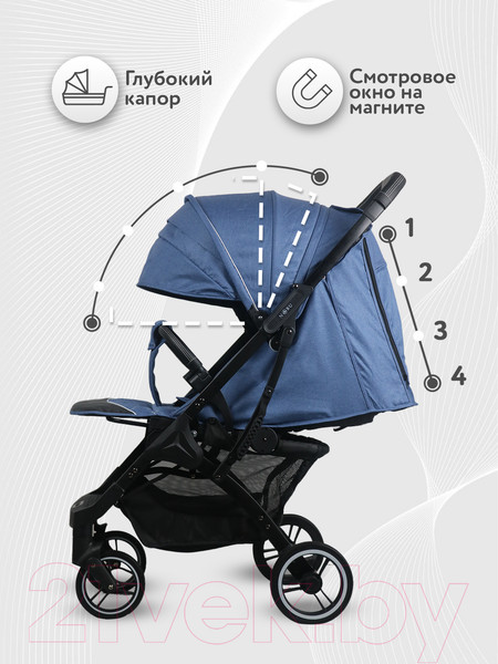 Изображение товара Детская прогулочная коляска Nobumi Sigma Standart черная рама (джинс)