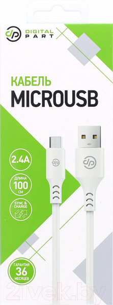 Изображение товара Кабель Digitalpart MC-307 MicroUSB (белый)