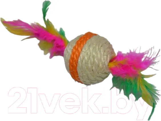 Изображение товара Игрушка для кошек Ekia Мяч с перьями EK113