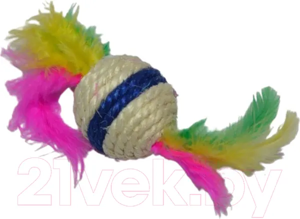 Изображение товара Игрушка для кошек Ekia Мяч с перьями EK113