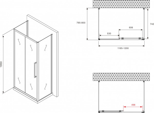 Изображение товара Душевой уголок Abber Schwarzer Diamant AG30120BMH-S80BM-S80BM