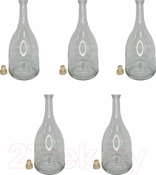 Изображение товара Набор бутылок ВСЗ Бэлл 1.5л с пробкой (5шт)