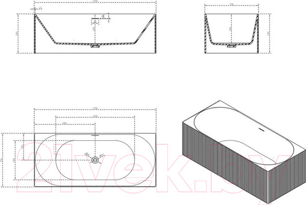 Изображение товара Ванна из искусственного камня Abber Stein AS9603 (белый матовый)