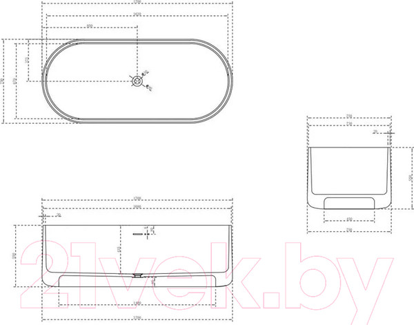Изображение товара Ванна из искусственного камня Abber Stein AS9607 (белый матовый)