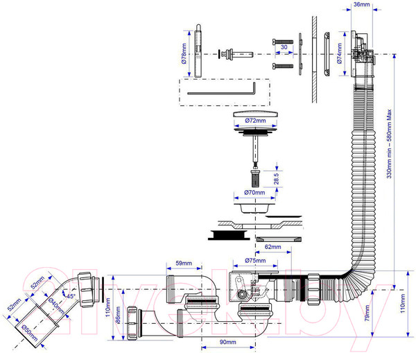 Изображение товара Сифон McAlpine Slim MP31SSF-WHBR