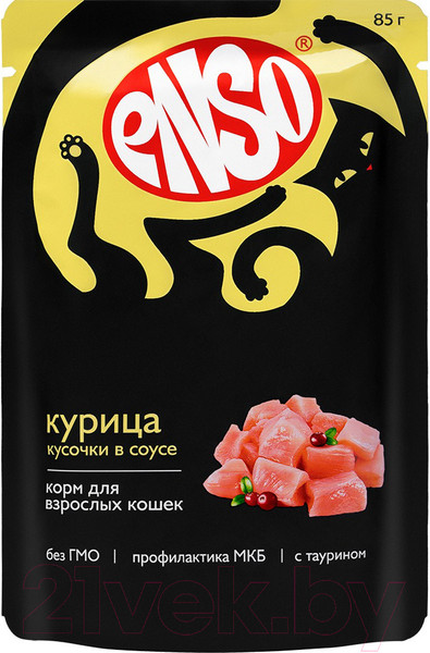 Изображение товара Влажный корм для кошек ENSO Кусочки в соусе курица 020/969944 (85г)