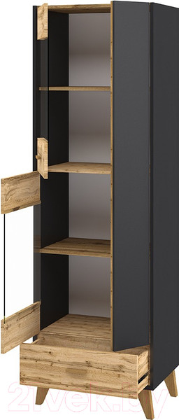Изображение товара Шкаф с витриной Мебель-Неман Сканди МН-036-10 (1) (дуб вотан/графит)