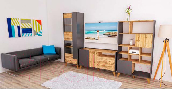 Изображение товара Стеллаж Мебель-Неман Сканди МН-036-11 (1) (дуб вотан/графит)