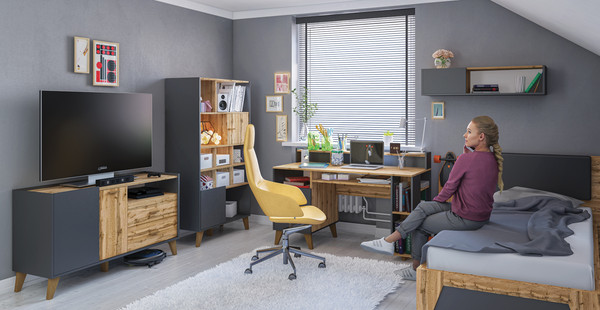 Изображение товара Письменный стол Мебель-Неман Сканди МН-036-25 (1) (дуб вотан/графит)