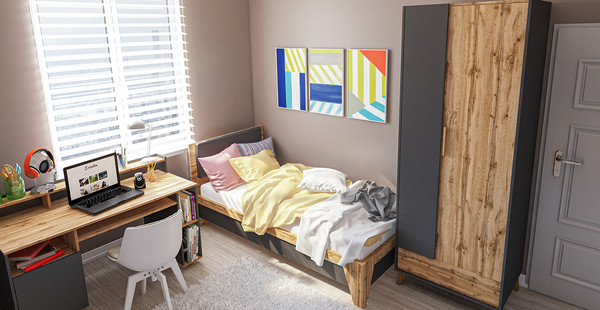 Изображение товара Письменный стол Мебель-Неман Сканди МН-036-25 (1) (дуб вотан/графит)