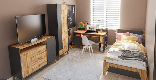 Изображение товара Письменный стол Мебель-Неман Сканди МН-036-25 (1) (дуб вотан/графит)