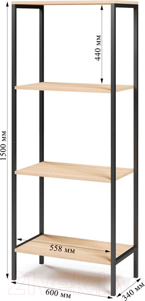 Изображение товара Стеллаж Mio Tesoro Joy Loft (дуб сонома/черный)