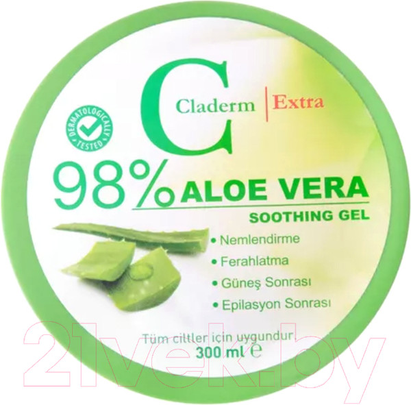 Изображение товара Гель для тела Claderm Aloe Vera Soothing 98% Успокаивающий и Увлажняющий (300мл)