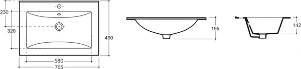 Изображение товара Умывальник Керамин Бергамо Нова 70 ФС с/о (фаянсовый, белый)