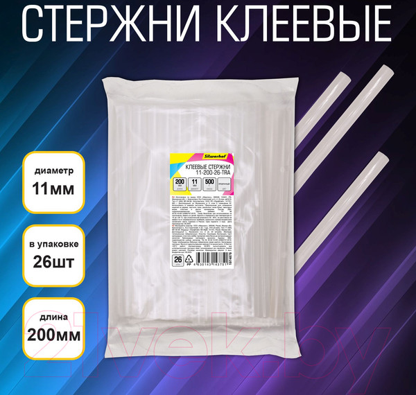 Изображение товара Клеевые стержни Silwerhof 11-200-26-TRA (прозрачный, 26шт)