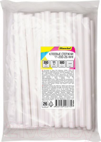 Изображение товара Клеевые стержни Silwerhof 11-200-26-WHI (белый, 26шт)
