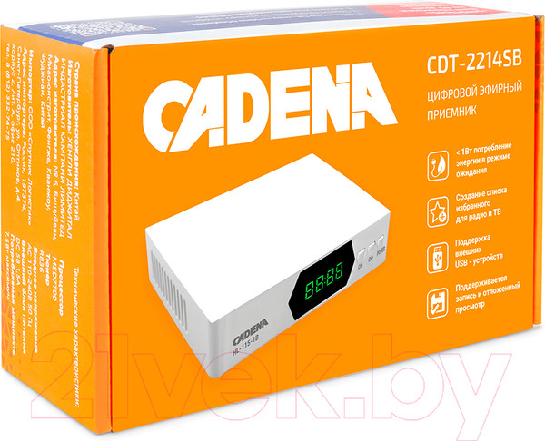 Изображение товара Тюнер цифрового телевидения Cadena CDT-2214SB (белый)