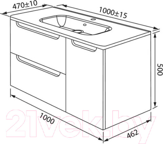 Изображение товара Тумба с умывальником IDDIS Edifice EDI10L0i95K (светло-серый)