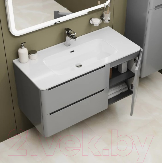 Изображение товара Тумба с умывальником IDDIS Edifice EDI10L0i95K (светло-серый)