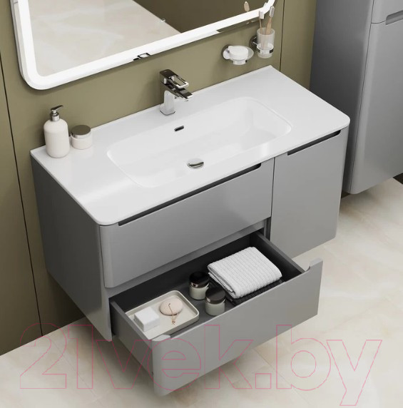 Изображение товара Тумба с умывальником IDDIS Edifice EDI10L0i95K (светло-серый)