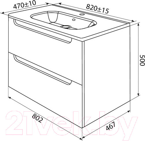 Изображение товара Тумба с умывальником IDDIS Edifice EDI80L0i95K (светло-серый)