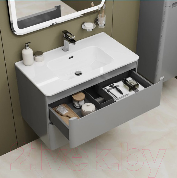 Изображение товара Тумба с умывальником IDDIS Edifice EDI80L0i95K (светло-серый)