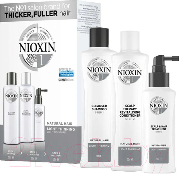 Изображение товара Набор косметики для волос Nioxin Система 1 Шампунь 300мл+Кондиционер 300мл+Маска 100мл