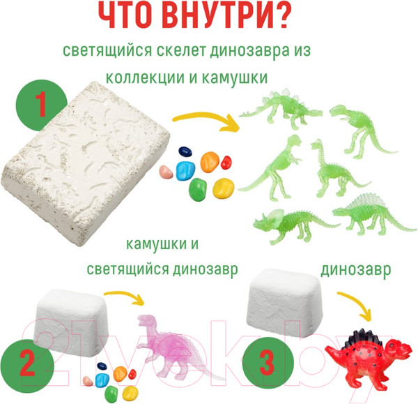 Изображение товара Набор для опытов Bumbaram Набор с квестом 3 в 1 Мир динозавров / dig-68