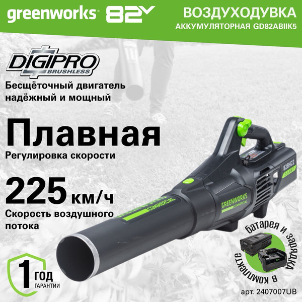 Изображение товара Воздуходувка аккумуляторная Greenworks GD82ABIIK5 / 2407007UB