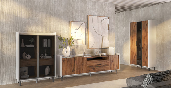 Изображение товара Тумба Мебель-Неман Модена МН-048-04-Ц3 (дуб эллисон темный/белый гладкий)