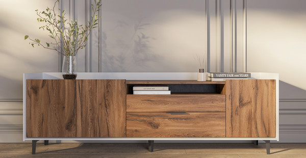 Изображение товара Тумба Мебель-Неман Модена МН-048-04-Ц3 (дуб эллисон темный/белый гладкий)