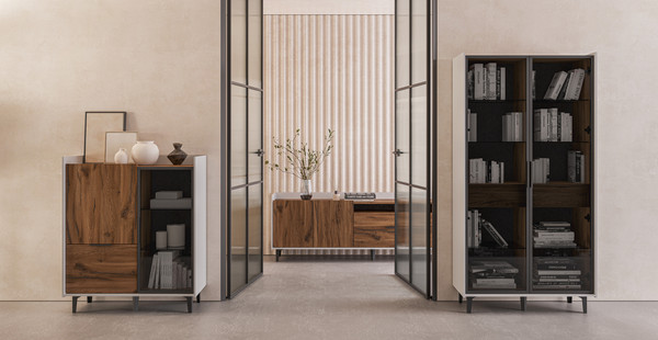 Изображение товара Тумба Мебель-Неман Модена МН-048-04-Ц3 (дуб эллисон темный/белый гладкий)