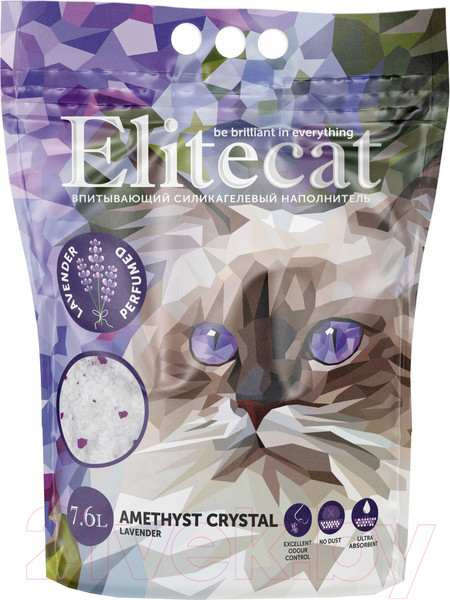Изображение товара Наполнитель для туалета EliteCat Chrysolite Crystal Lavender 4894/EC (7.6л/3.42кг)