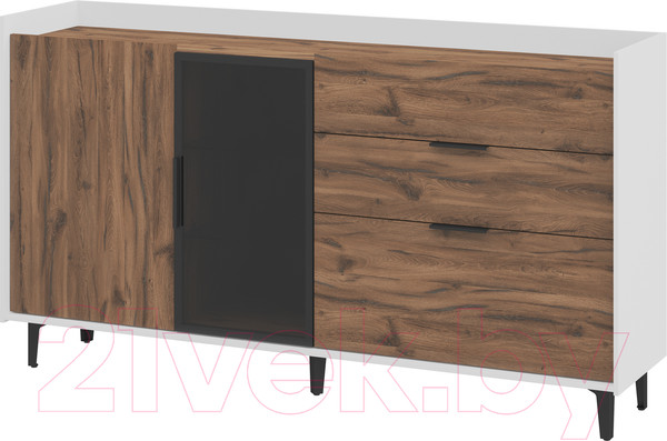 Изображение товара Тумба Мебель-Неман Модена МН-048-05-Ц3 (дуб эллисон темный/белый гладкий/черный/графит)