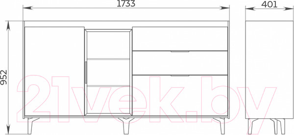 Изображение товара Тумба Мебель-Неман Модена МН-048-05-Ц1 (лунный камень/металл бруклин/черный/графит)