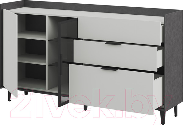 Изображение товара Тумба Мебель-Неман Модена МН-048-05-Ц1 (лунный камень/металл бруклин/черный/графит)