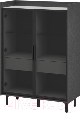 Изображение товара Шкаф с витриной Мебель-Неман Модена МН-048-23-Ц1 (лунный камень/металл бруклин/черный/графит)