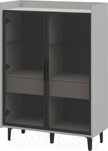 Изображение товара Шкаф с витриной Мебель-Неман Модена МН-048-23-Ц2 (персидский жемчуг/лунный камень/черный/графит)