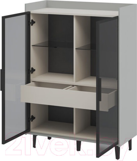 Изображение товара Шкаф с витриной Мебель-Неман Модена МН-048-23-Ц2 (персидский жемчуг/лунный камень/черный/графит)