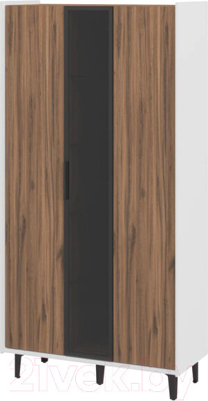 Изображение товара Шкаф с витриной Мебель-Неман Модена МН-048-01-Ц3 (дуб эллисон темный/белый гладкий/черный/графит)