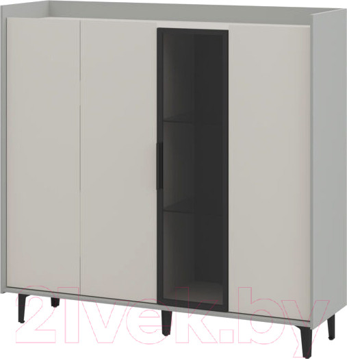 Изображение товара Шкаф с витриной Мебель-Неман Модена МН-048-02-Ц2 (персидский жемчуг/лунный камень/черный/графит)