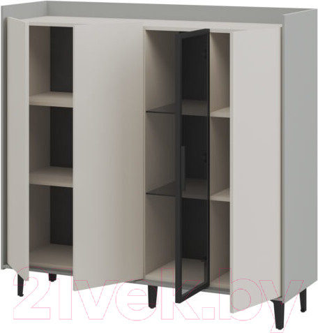 Изображение товара Шкаф с витриной Мебель-Неман Модена МН-048-02-Ц2 (персидский жемчуг/лунный камень/черный/графит)