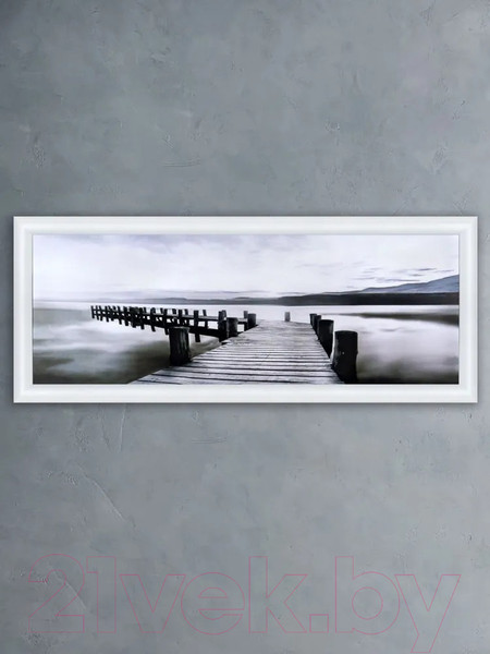 Изображение товара Картина Декарт Мост на озере в серых тонах 8Л3668 (в раме)