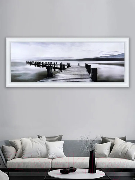 Изображение товара Картина Декарт Мост на озере в серых тонах 8Л3668 (в раме)