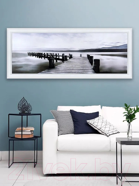 Изображение товара Картина Декарт Мост на озере в серых тонах 8Л3668 (в раме)