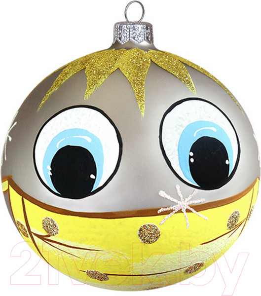 Изображение товара Шар новогодний Декарт Смайлик 8Ш0092 (10см, серебристый)