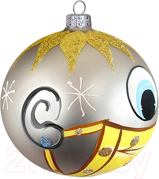 Изображение товара Шар новогодний Декарт Смайлик 8Ш0092 (10см, серебристый)